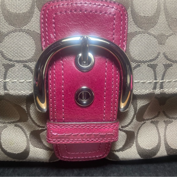 VINTAGE LN Coach Signature Textile Jacquard & leather handbag Braided strap - Picture 6 of 15